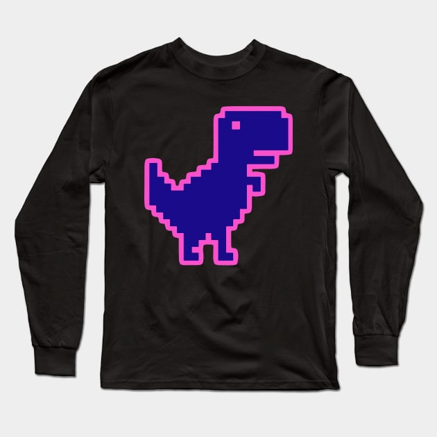 Pixel Dinosaur, No Internet Connection Long Sleeve T-Shirt by JK Mercha